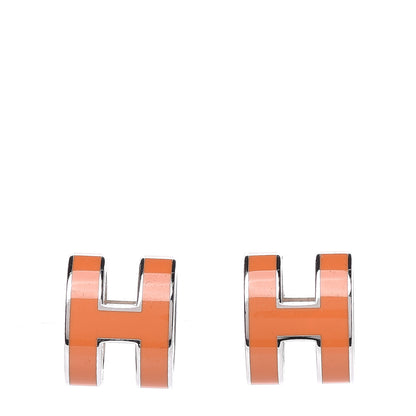 Hermes Gold Lacquered Pop H Earrings Orange 1 of 5