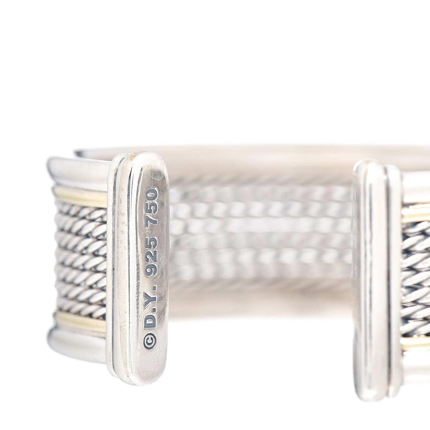Sterling Silver 18K Yellow Gold Origami Cable Cuff Bracelet