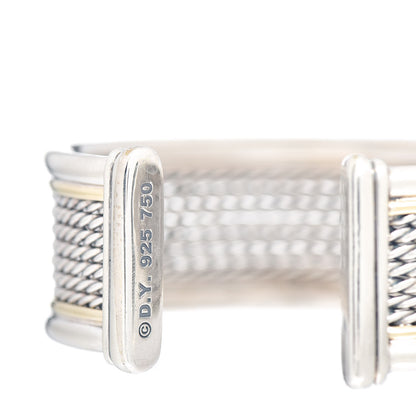 David Yurman Sterling Silver 18K Yellow Gold Origami Cable Cuff Bracelet 4 of 4