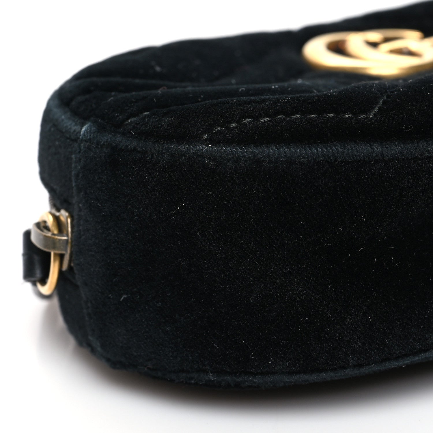 Gucci Velvet Matelasse GG Marmont Belt Bag 95 38 Black 10 of 12
