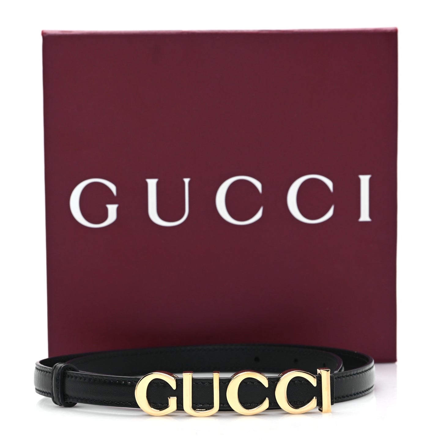 Plutone Calfskin Gucci Buckle 20mm Thin Belt 75 30 Black