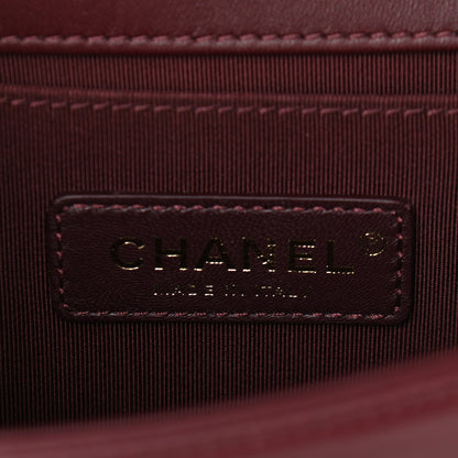 Chanel Velvet Chevron Quilted Small Boy Flap Burgundy 5 of 9