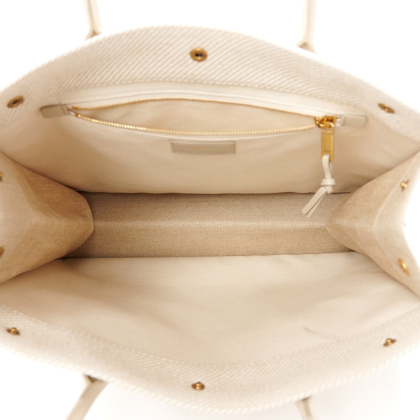 Linen Calfskin Small Rive Gauche Tote Beige Sea Salt