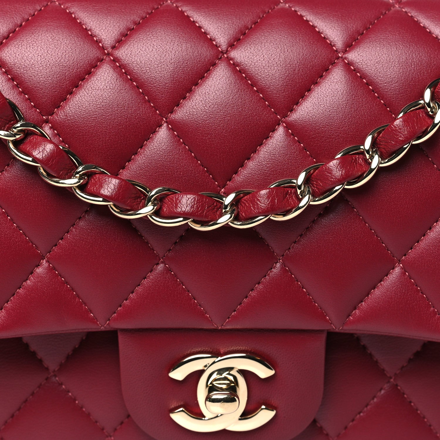Chanel Lambskin Quilted Medium Double Flap Burgundy 8 of 11
