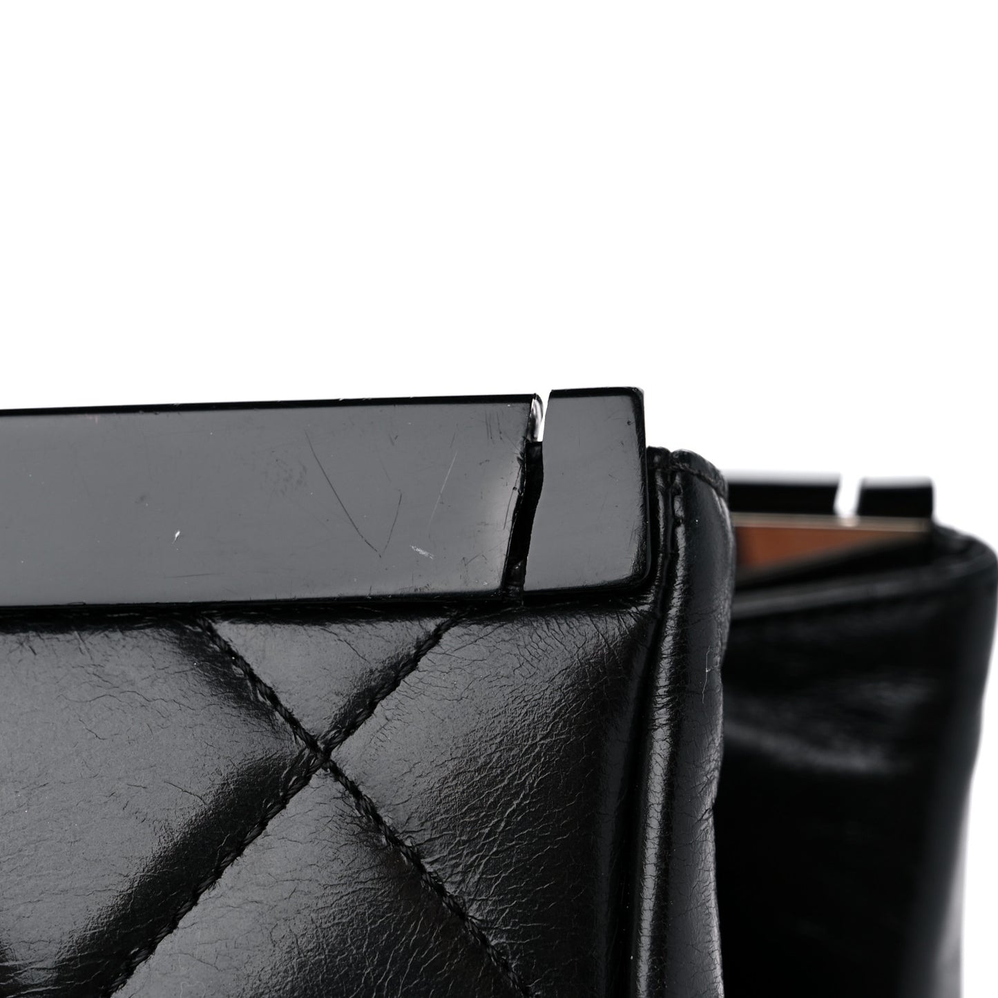 Glazed Calfskin Quilted Large CC Delivery Tote Black
