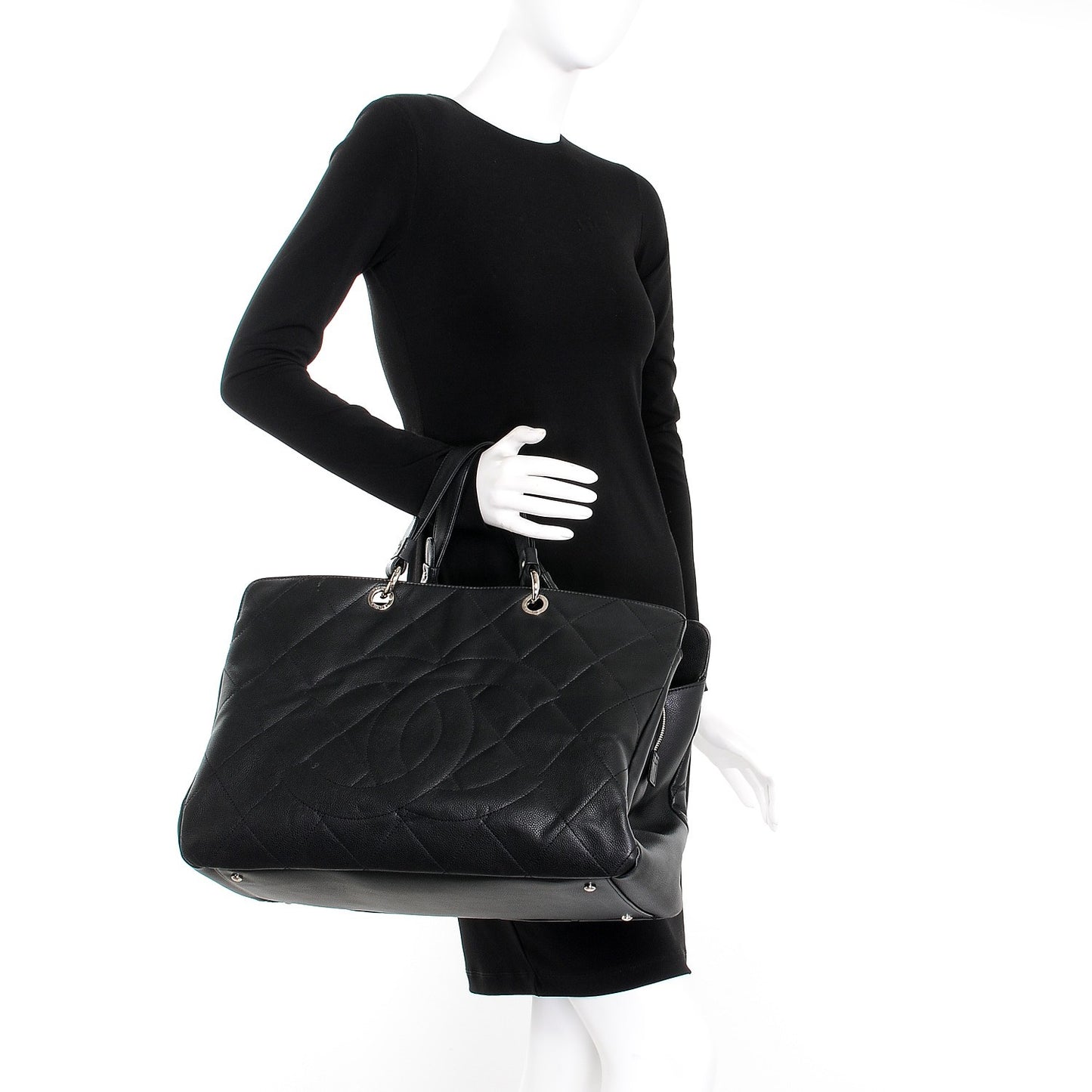 Caviar Quilted XL Tote Black