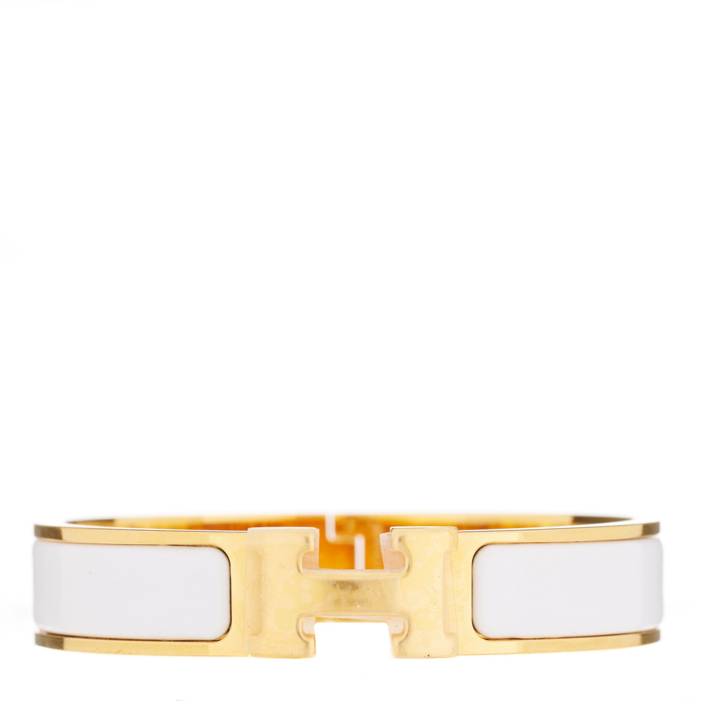 Enamel Narrow Clic Clac H Bracelet PM White