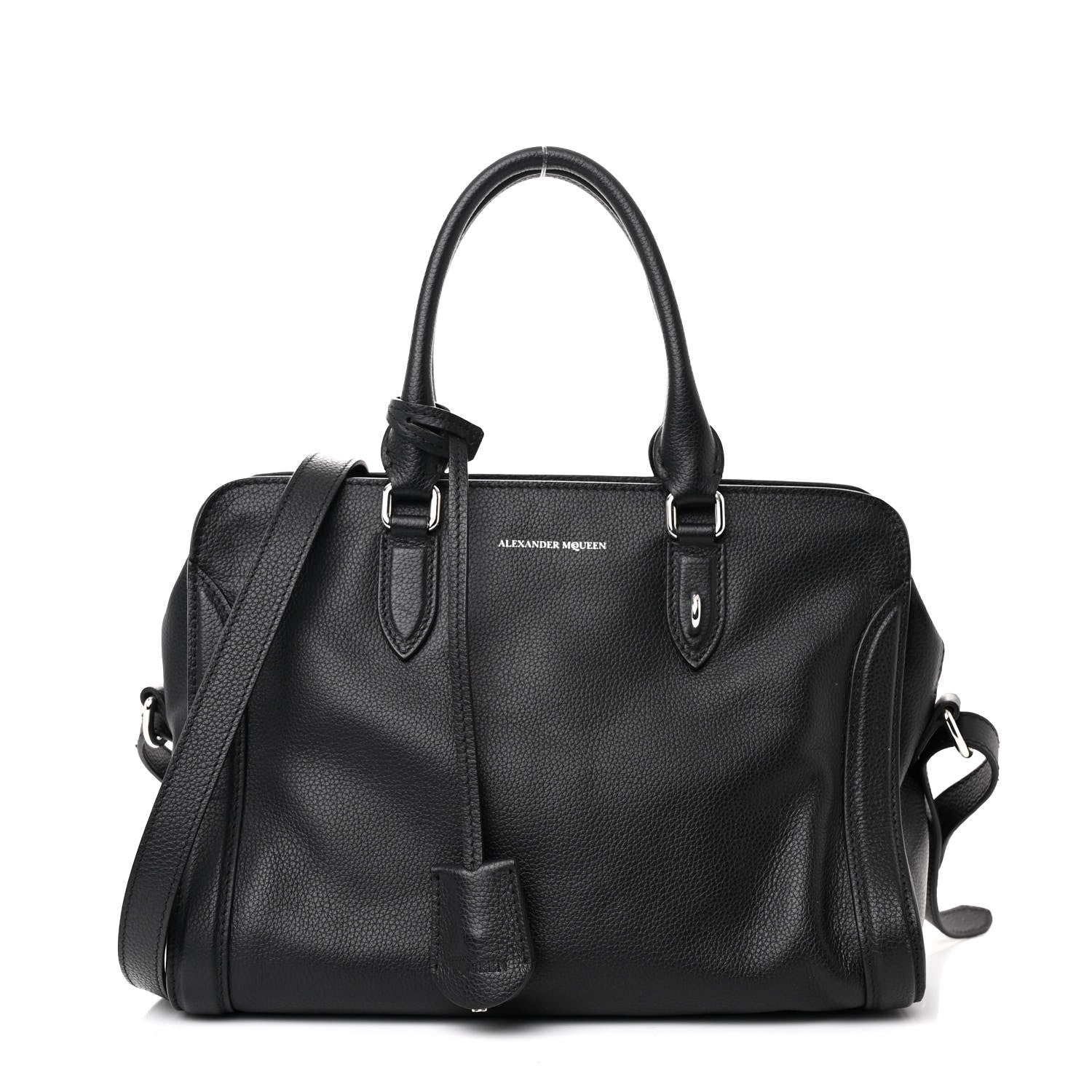 Alexander McQueen Pebbled Calfskin Small Skull Padlock Zip Around Tote Black 1 of 10