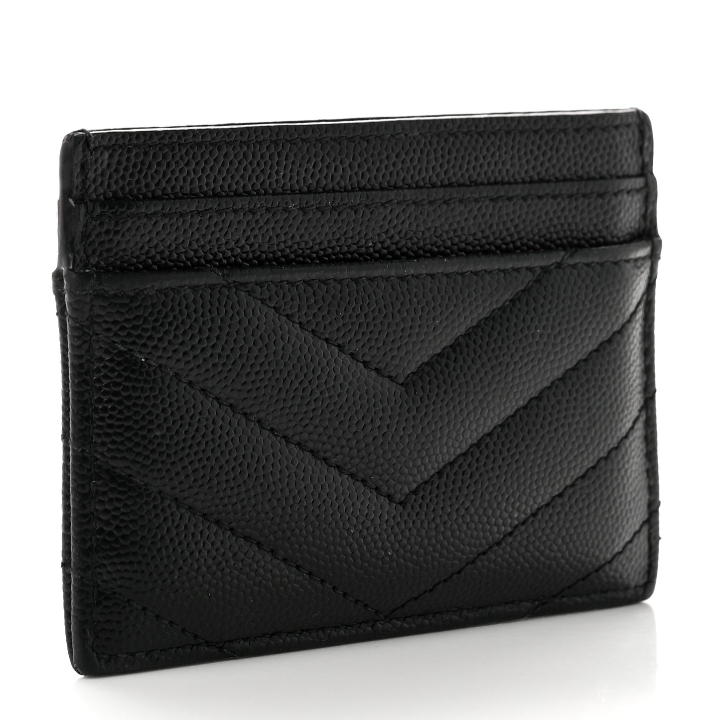 Grain De Poudre Matelasse Chevron Monogram Credit Card Case Black