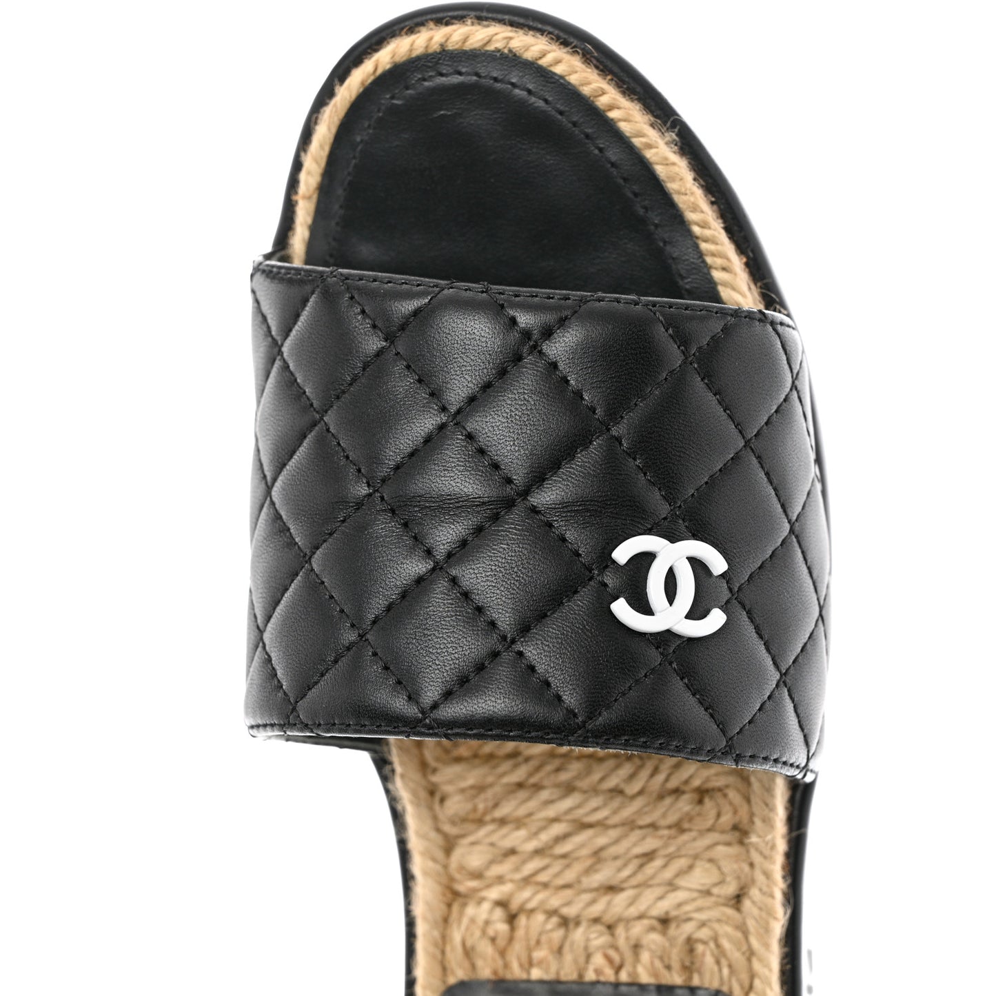 Lambskin Quilted CC Mules Sandals 36 Black White