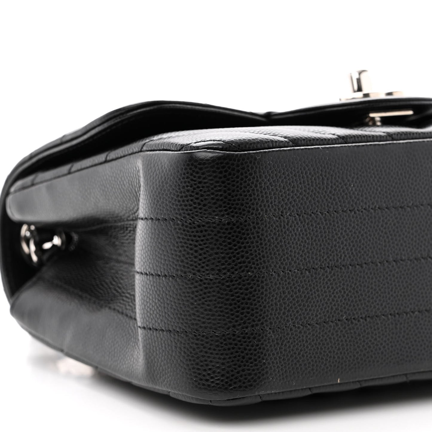 Caviar Chevron Quilted Mini Square Flap Black