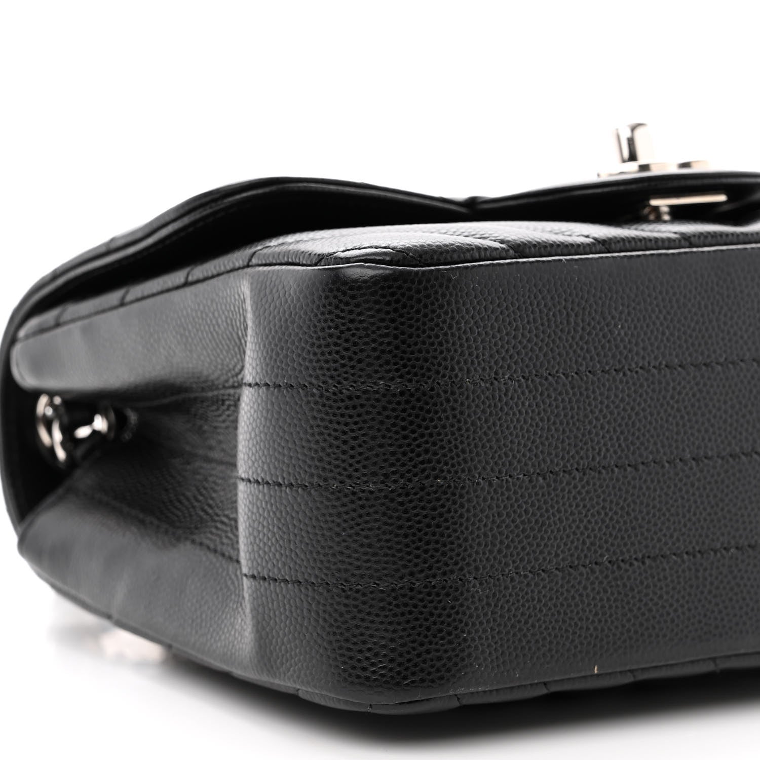 Chanel Caviar Chevron Quilted Mini Square Flap Black 9 of 13