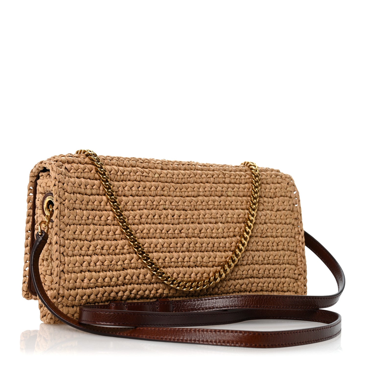 Saint Laurent Raffia Monogram Tassel Kate 99 Dark Nude 3 of 12