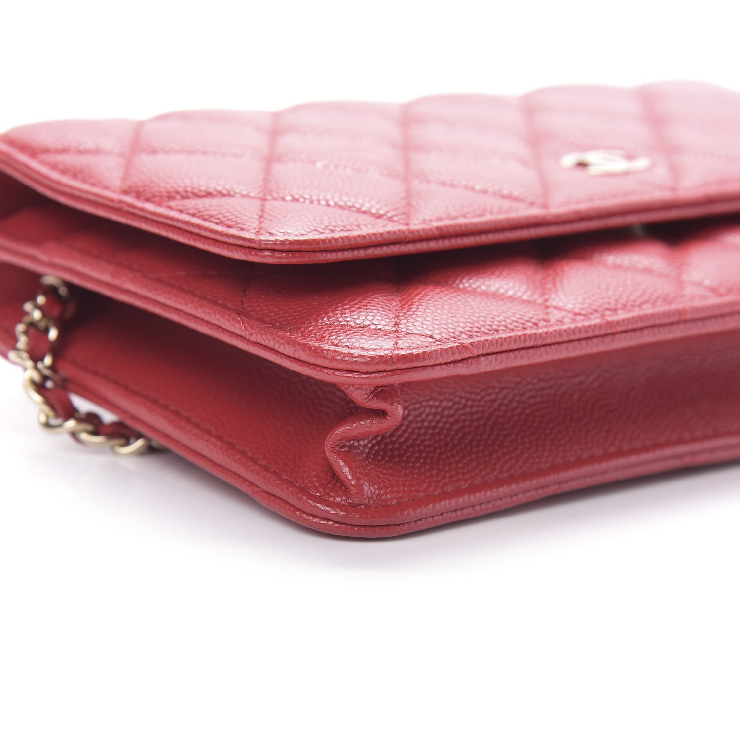 Chanel Caviar Quilted Wallet on Chain WOC Red 10 of 12