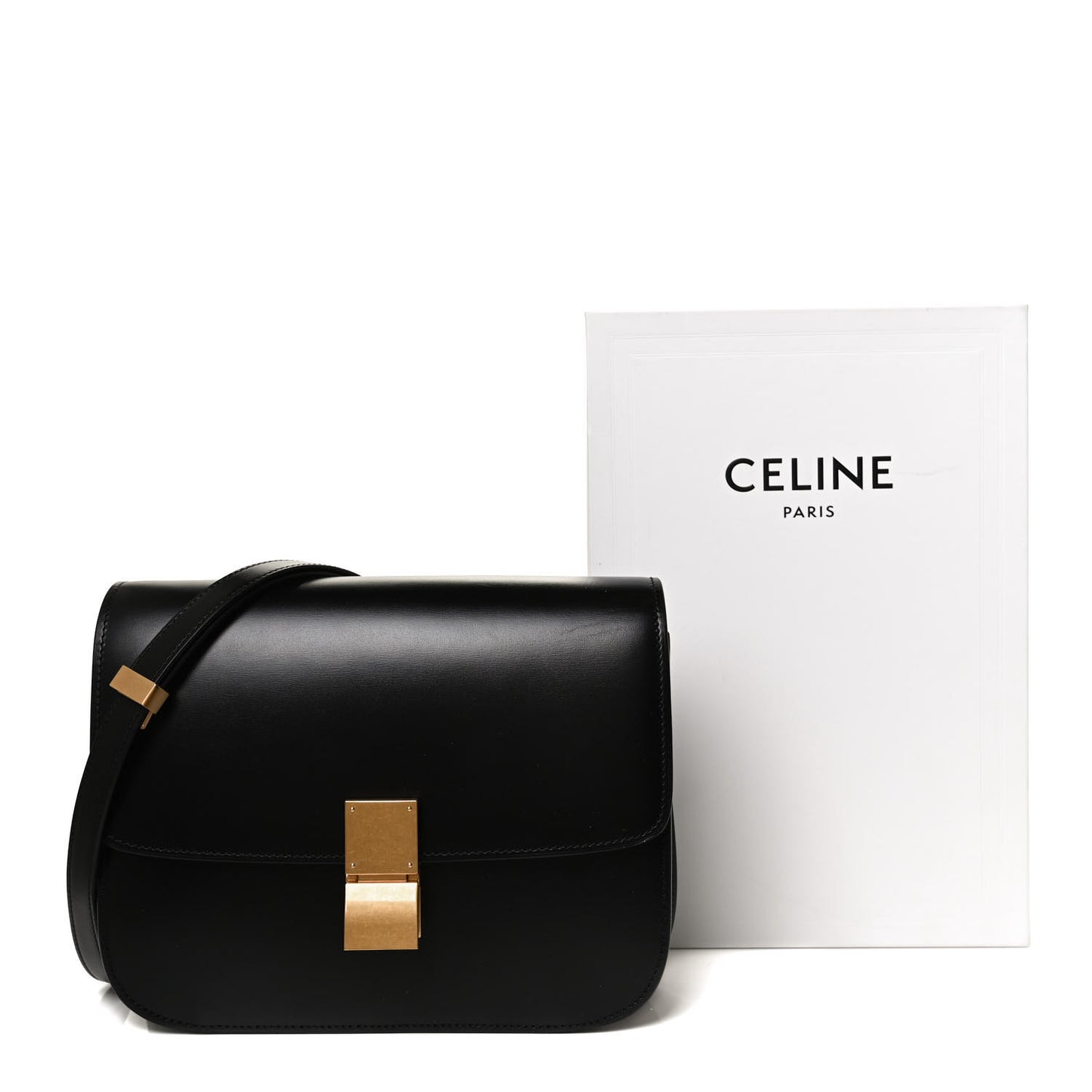 Box Calfskin Medium Classic Box Flap Bag Black