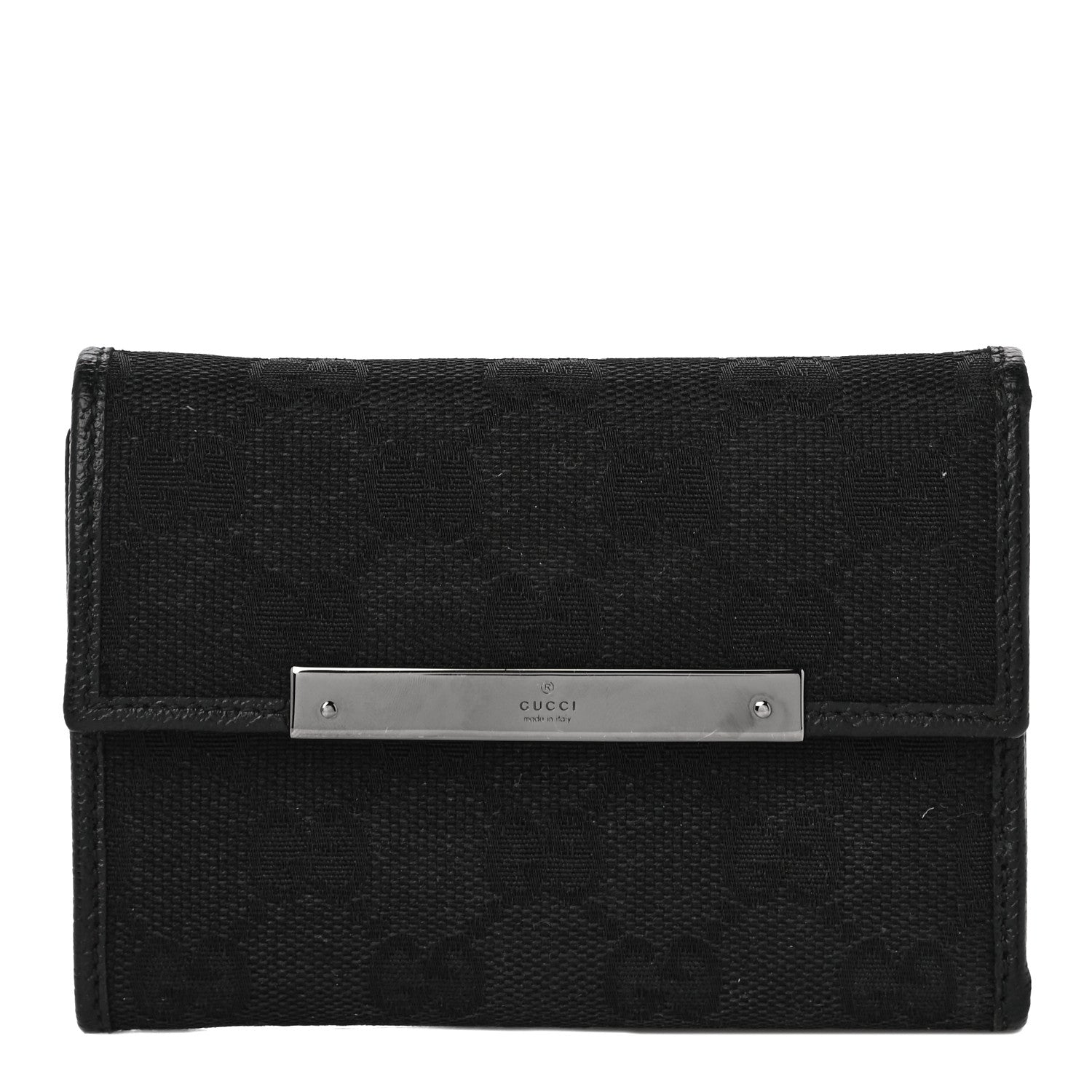Gucci Monogram Mini Flap French Wallet Black 1 of 10