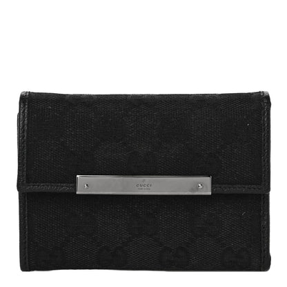 Gucci Monogram Mini Flap French Wallet Black 1 of 10