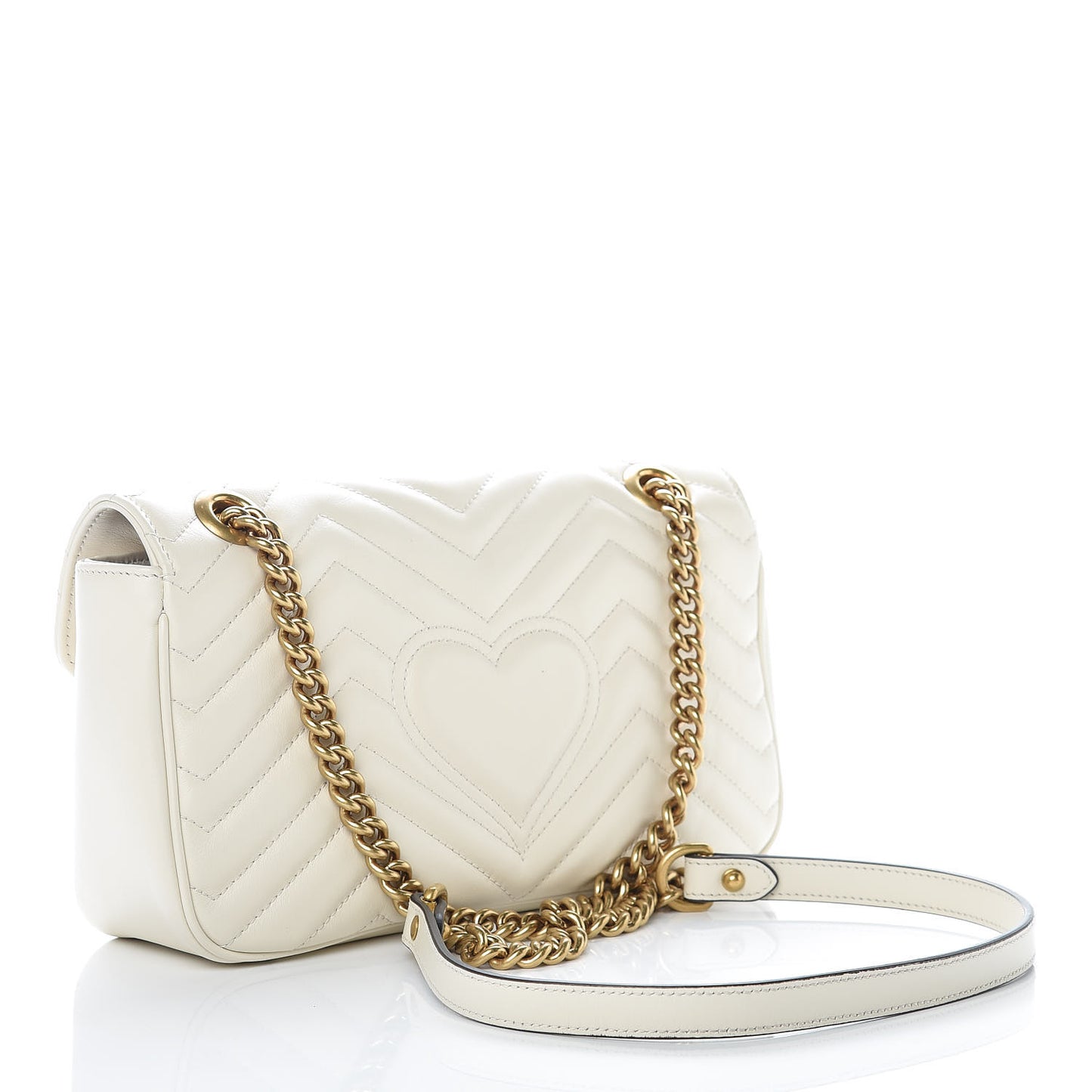Calfskin Matelasse Small GG Marmont Shoulder Bag White