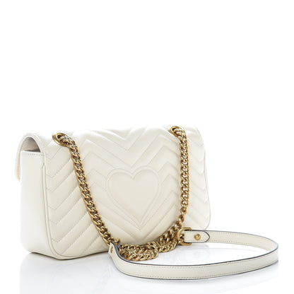 Gucci Calfskin Matelasse Small GG Marmont Shoulder Bag White 2 of 9