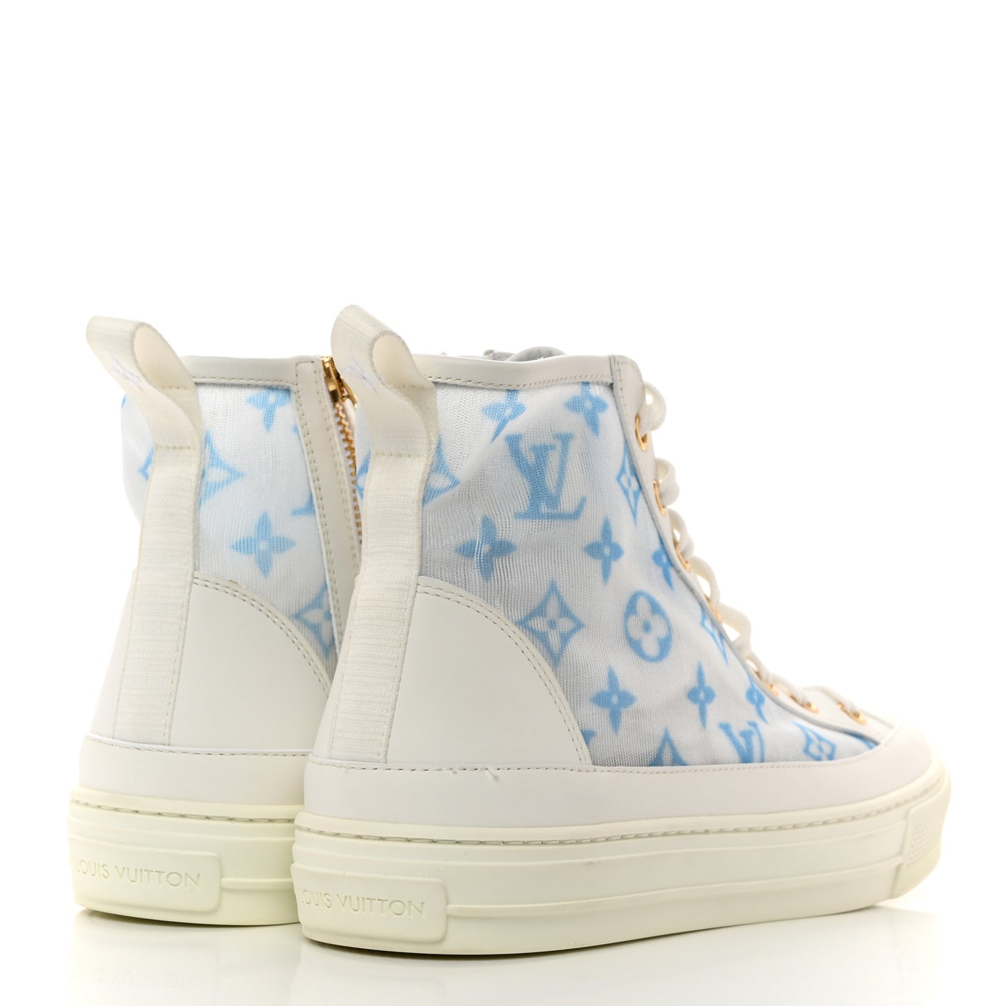 Technical Fabric Calfskin Monogram Printed Stellar Sneaker Boots 38 Blue