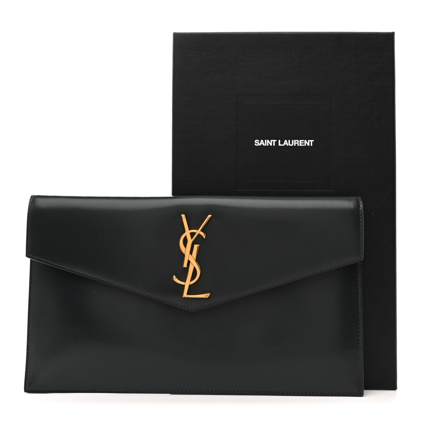 Smooth Shiny Calfskin Uptown Pouch Storm
