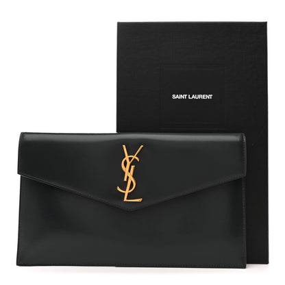 Saint Laurent Smooth Shiny Calfskin Uptown Pouch Storm 9 of 9