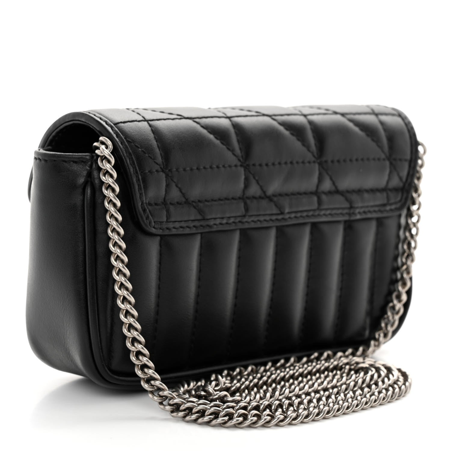 Gucci Calfskin Matelasse Aria Super Mini GG Marmont Shoulder Bag Black 3 of 10