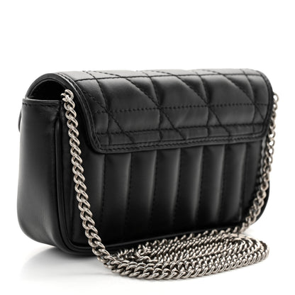 Gucci Calfskin Matelasse Aria Super Mini GG Marmont Shoulder Bag Black 3 of 10