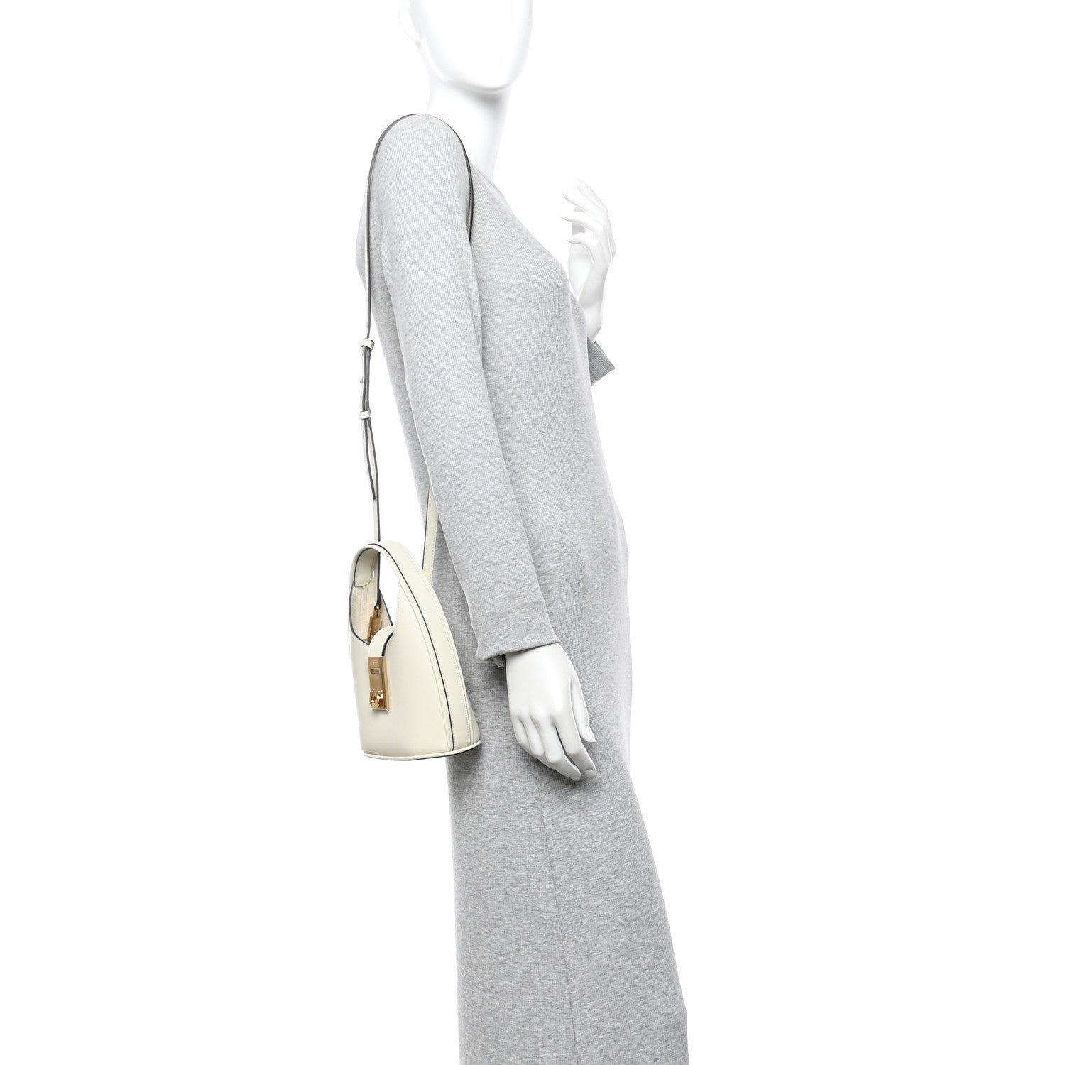 Salvatore Ferragamo Soft Calfskin Mini Gancini Hobo Mascarpone 2 of 8