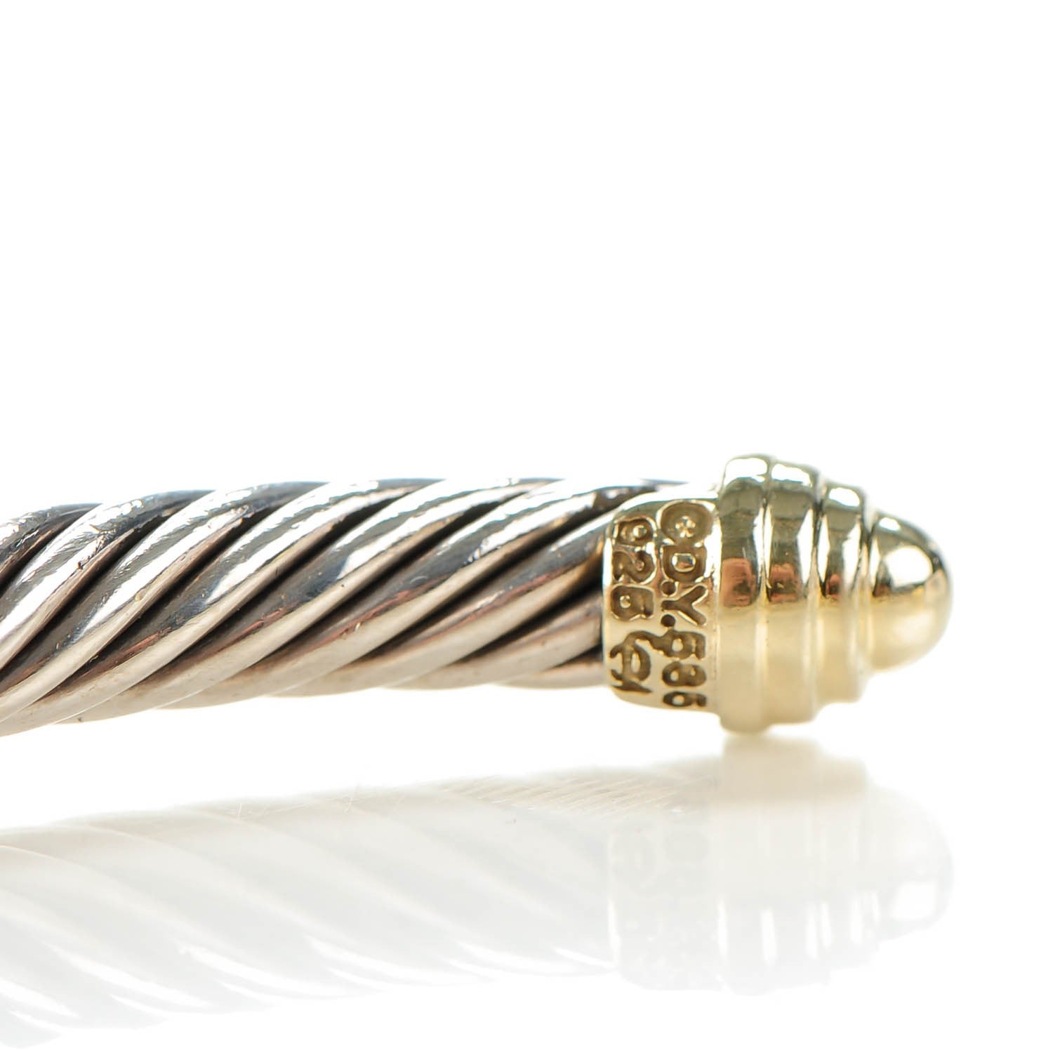 David Yurman Sterling Silver 14K Yellow Gold 5mm Cable Classics Bracelet 4 of 5