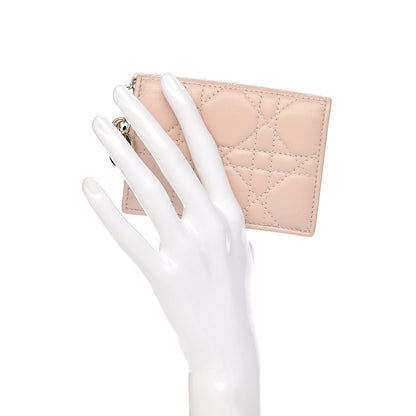 Christian Dior Lambskin Cannage Small Lady Dior Flap Card Holder Light Pink 2 of 8