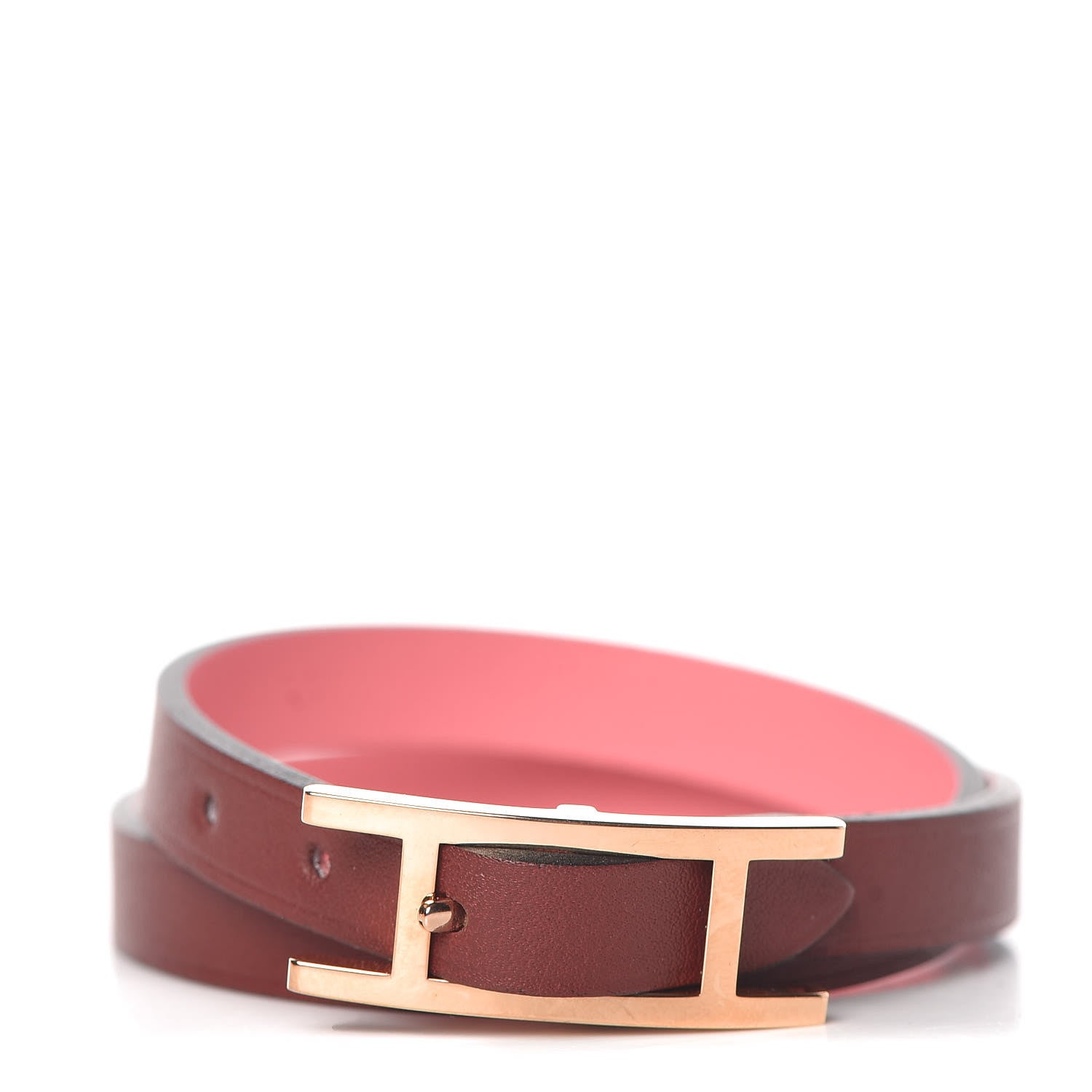 Hermes Swift Behapi Double Tour Bracelet T2 Rouge H Rose Ete 1 of 5