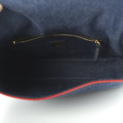 Fendi Denim Large Baguette Blue Rosso 5 of 11