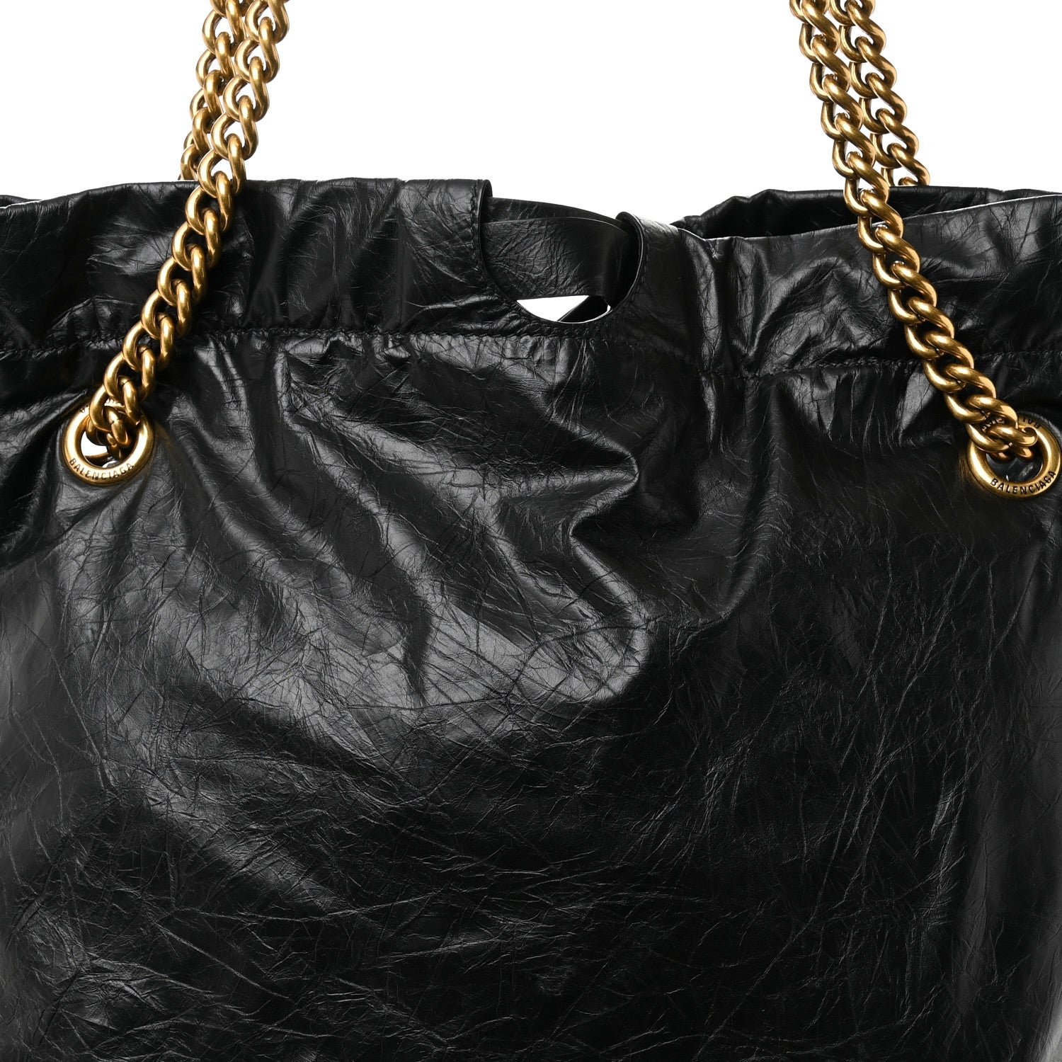 Balenciaga Crushed Calfskin Crush Medium Chain Tote Black 7 of 9