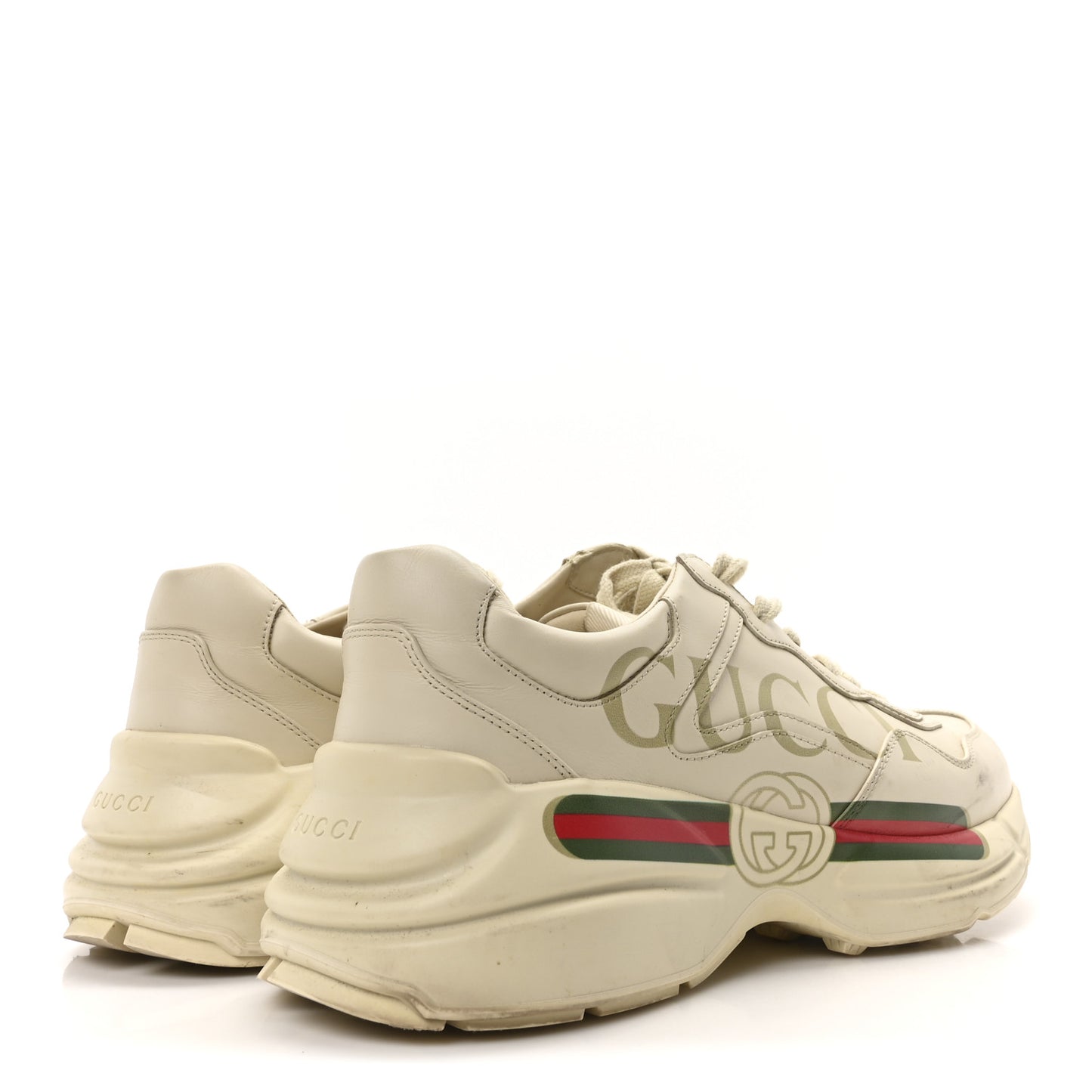 Calfskin Logo Mens Rhyton Sneakers 9.5 Ivory