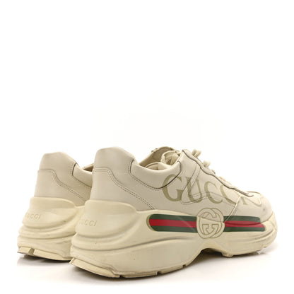 Gucci Calfskin Logo Mens Rhyton Sneakers 9.5 Ivory 5 of 9