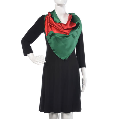 Gucci Silk Monogram Web Scarf Green Red 2 of 5
