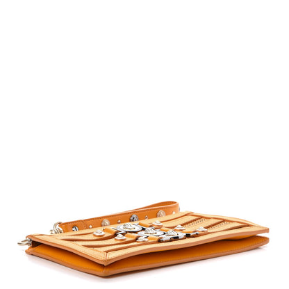 Versace Calfskin Laser Cut Medallion Wristlet Orange 4 of 6