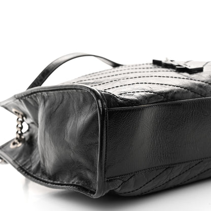 Saint Laurent Crinkled Calfskin Matelasse Monogram Medium Niki Shopper Tote Black 8 of 9
