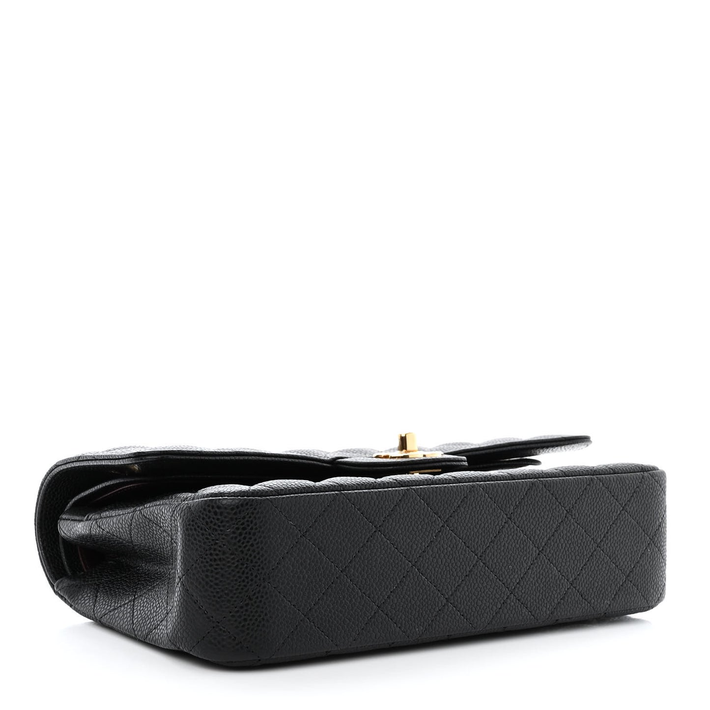 Caviar Quilted Medium Double Flap Black