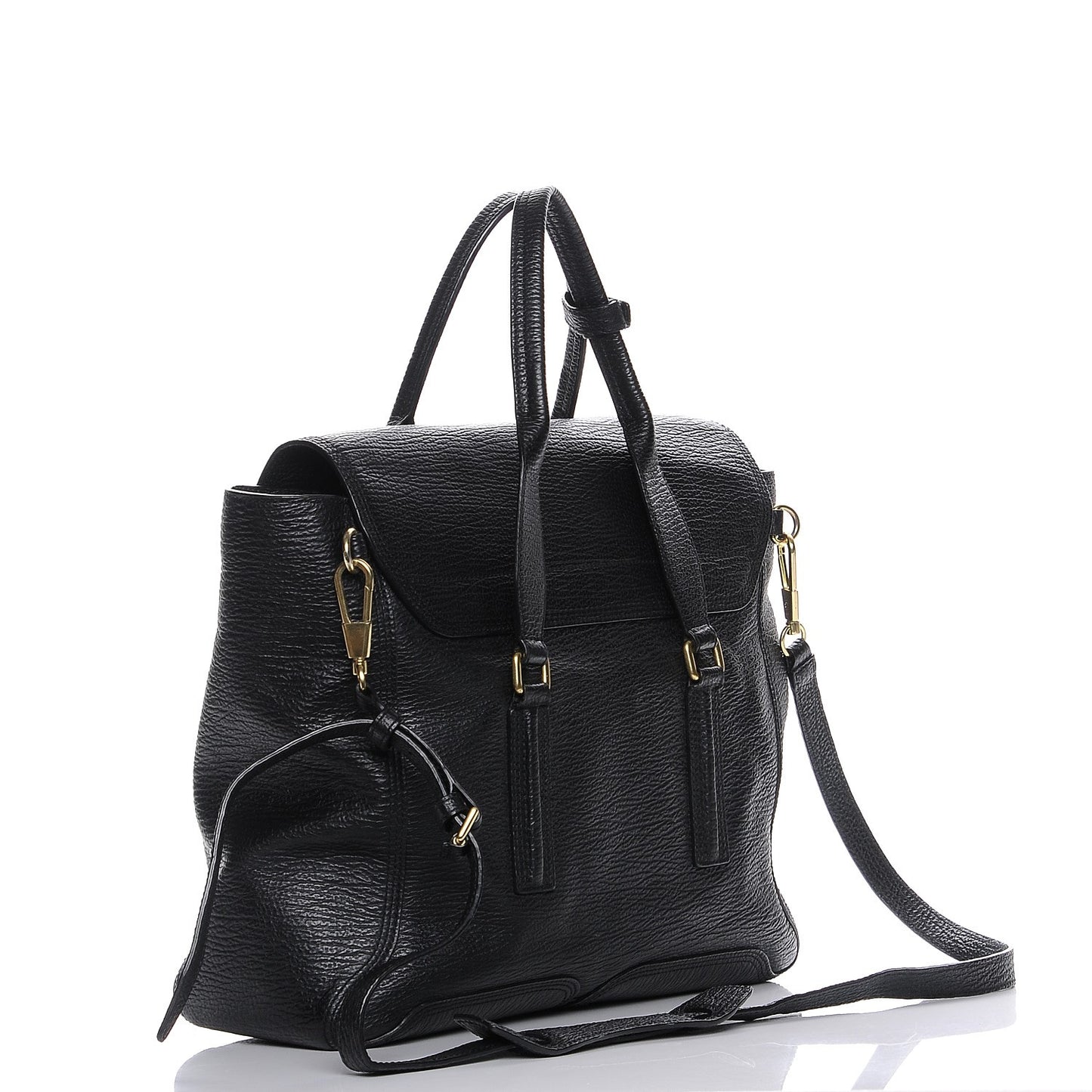 3.1 Textured Calfskin Large Pashli Satchel Black