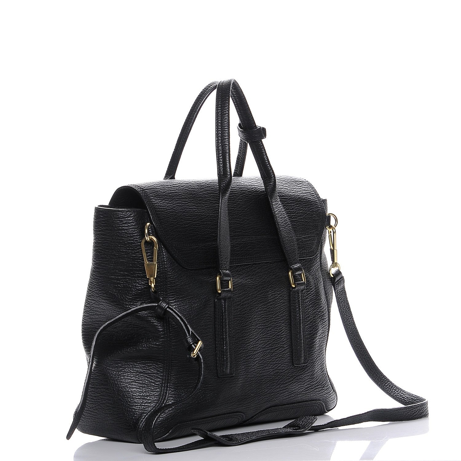 3.1 Phillip Lim 3.1 Textured Calfskin Large Pashli Satchel Black 4 of 8