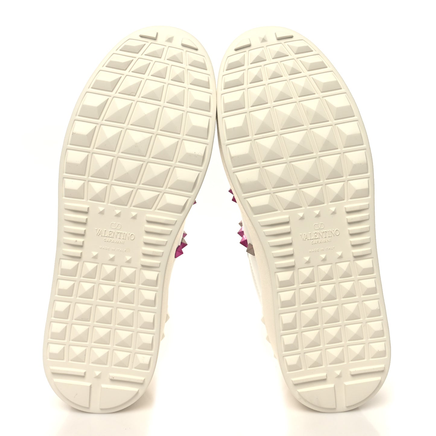 Calfskin Rockstud Untitled 57mm Platform Sneakers 38.5 White Pink PP