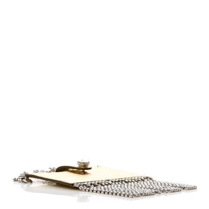 Miu Miu Metallic Goatskin Madras Crystal Card Holder Fringe Crossbody Gold 4 of 8