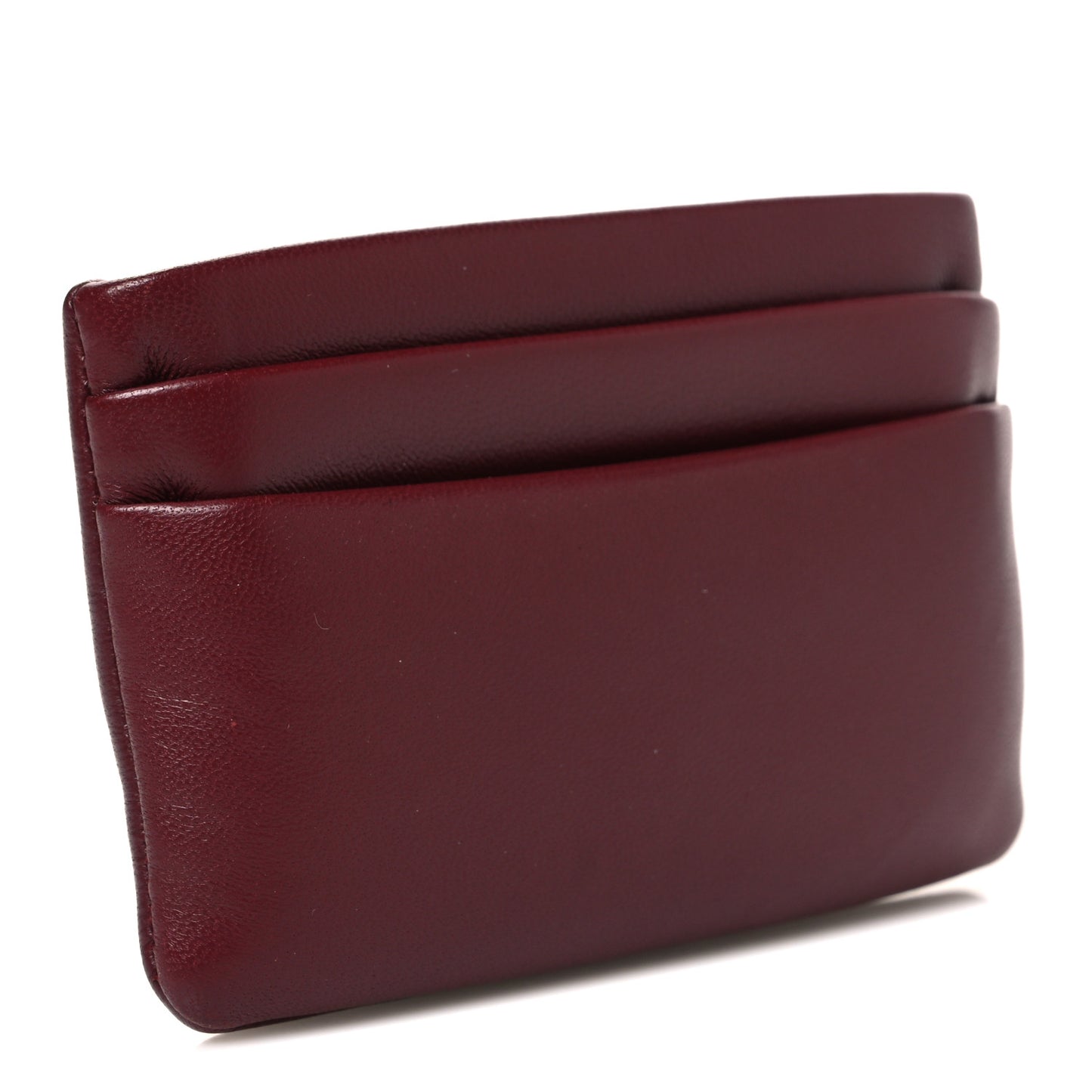 Padded Lambskin Monogram Zip Card Holder Rouge Merlot