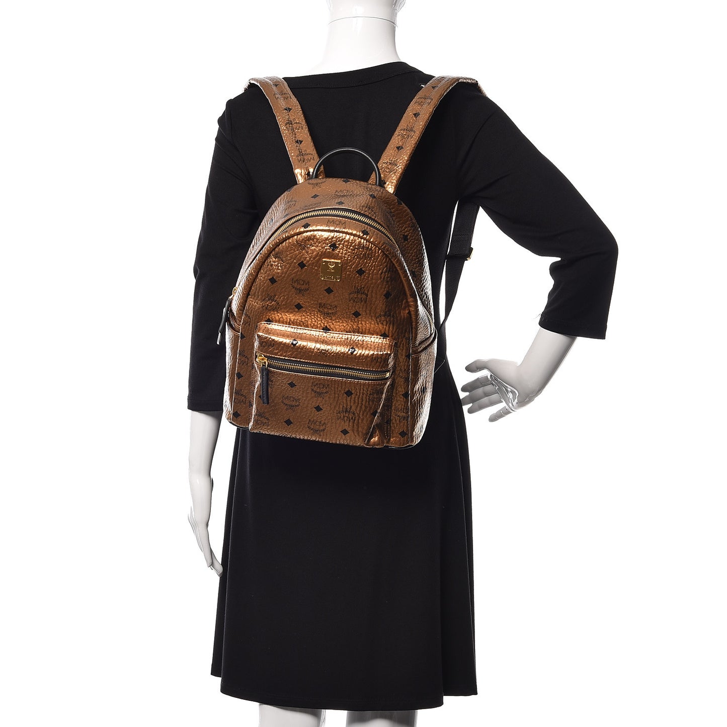 Metallic Visetos Small Stark Backpack Gold