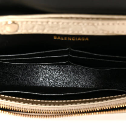 Balenciaga Metallic Calfskin Crocodile Embossed Hourglass Chain Bag Gold 4 of 10