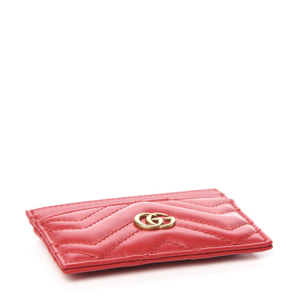 Gucci Calfskin Matelasse GG Marmont Card Holder Hibiscus Red 3 of 6