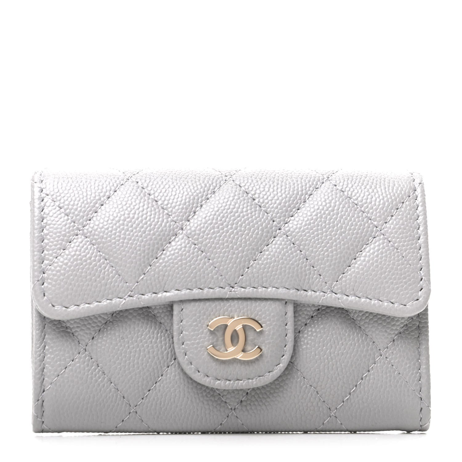 Chanel Caviar Quilted Flap Card Holder Wallet Grey 769749