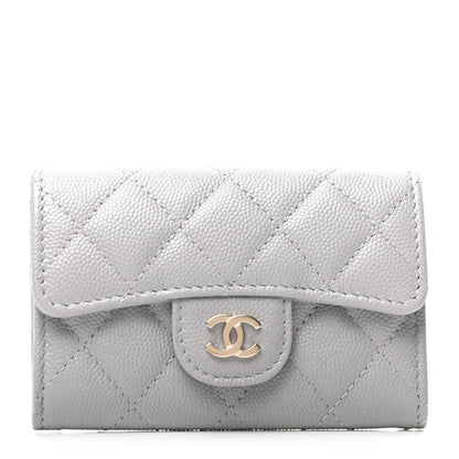 Chanel Caviar Quilted Flap Card Holder Wallet Grey 1 of 9